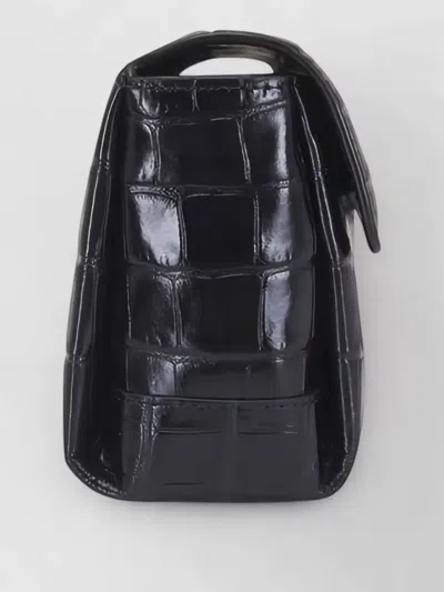 Totême Rectangular Crocodile Leather Clutch Top Handle In Black