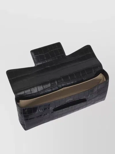 Totême Rectangular Crocodile Leather Clutch Top Handle In Black
