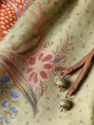 Zimmermann Indra Relaxed Silk Shorts Khaki Scarf Floral In Multi