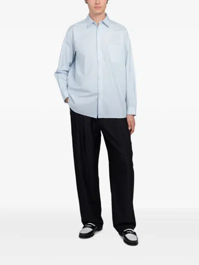 Ssstein Oversized Regular-collar Shirt In Blue