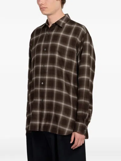 Ssstein Check Oversized Long Sleeve Shirt In Brown