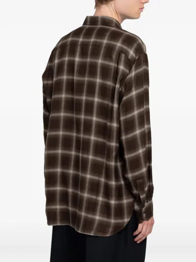 Ssstein Check Oversized Long Sleeve Shirt In Brown