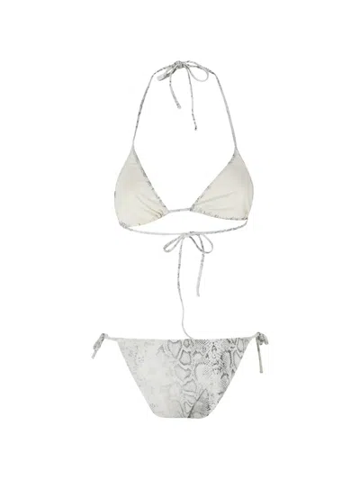 Federica Tosi Sand Python Bikini Triangle Python-print Nylon Bikini In Gray