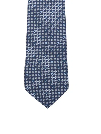 Ferragamo Tortoiseshell-print Silk Tie In Blue