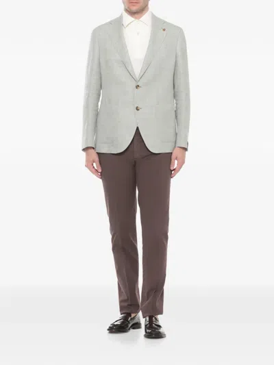 Latorre Herringbone-pattern Notch-lapel Jacket In Green