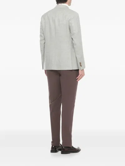Latorre Herringbone-pattern Notch-lapel Jacket In Green