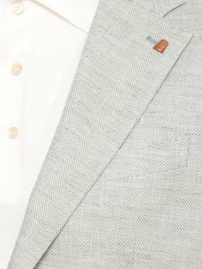 Latorre Herringbone-pattern Notch-lapel Jacket In Green