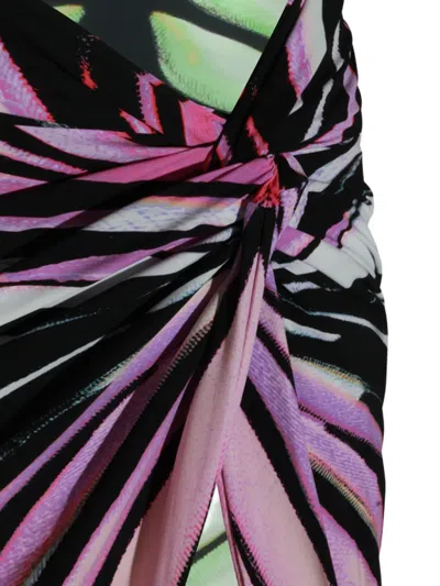 Roberto Cavalli Ray Of Sea Butterfly-print Knot-detail Sarong In Black