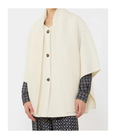 Max Mara Button-up Cape Jacket In Neutral