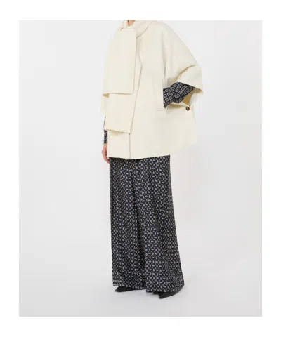 Max Mara Button-up Cape Jacket In Neutral