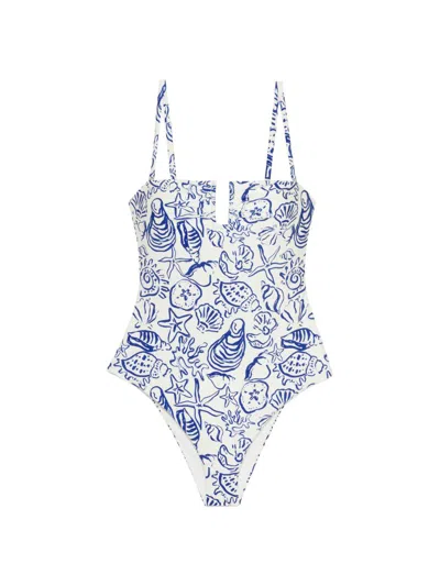 Simkhai Womens Blueberry Multi Ottilie Strapless Swimsuit In Multi