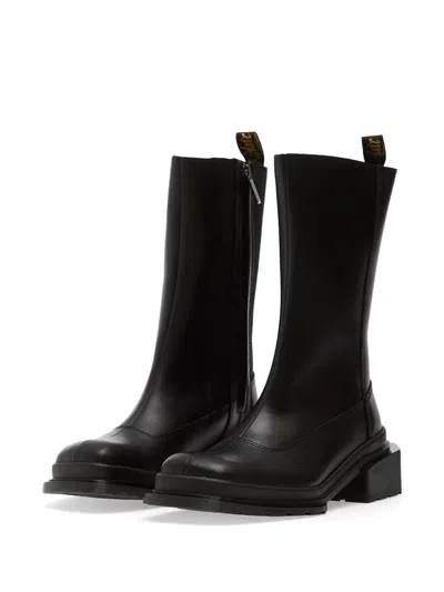 Dr. Martens Square-toe Leather Boots In Black