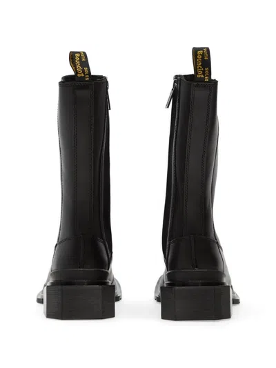 Dr. Martens Square-toe Leather Boots In Black