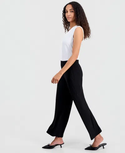 Kasper Pull-on Ankle Wide Leg Pants In Black