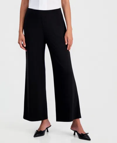 Kasper Pull-on Ankle Wide Leg Pants In Black
