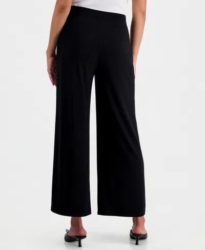 Kasper Pull-on Ankle Wide Leg Pants In Black