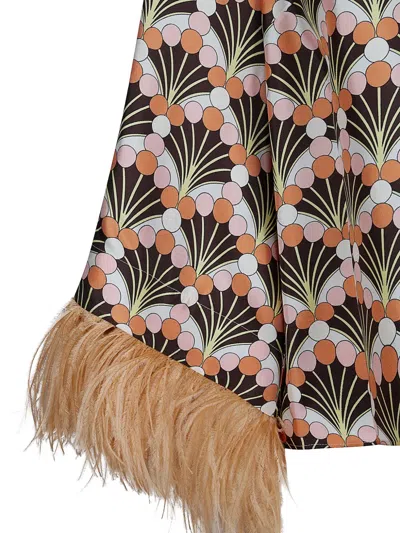 La Doublej Make An Exit Feather-trim Blouse In Brown