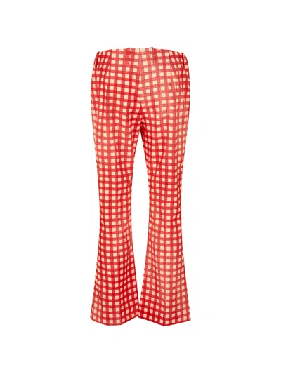 Ermanno Scervino Gingham-check Flared Trousers In Red