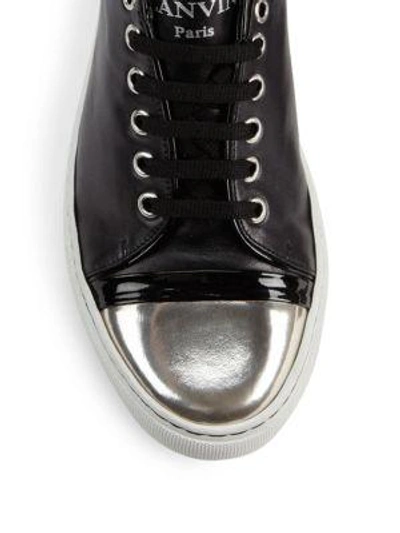Shop Lanvin Leather Low-top Cap Toe Sneakers In Black