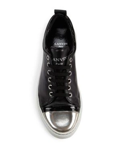 Shop Lanvin Leather Low-top Cap Toe Sneakers In Black