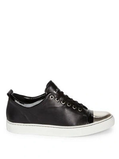 Shop Lanvin Leather Low-top Cap Toe Sneakers In Black