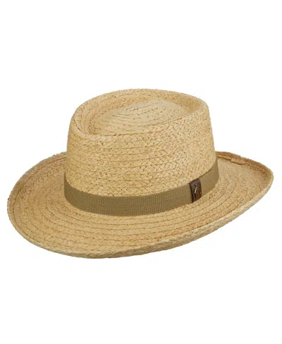 Scala Men's Raffia Gambler Hat In Pattern