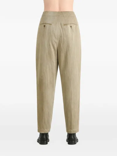 Uma Wang Herringbone-pattern Wrap-style Trousers In Brown