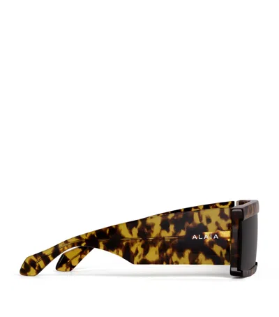 Alaïa Acetate Rectangular Mask Sunglasses In Brown