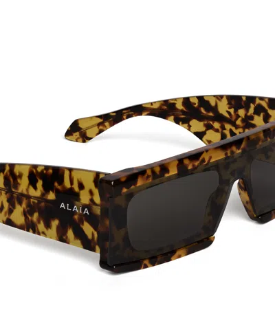 Alaïa Acetate Rectangular Mask Sunglasses In Brown