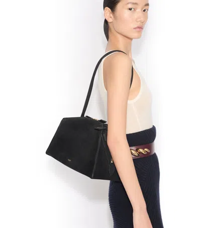 Alaïa Le Bouledogue Bowling Shoulder Bag In Nubuck Leather In Black