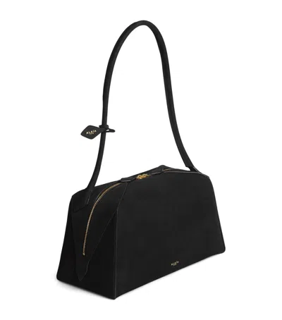 Alaïa Le Bouledogue Bowling Shoulder Bag In Nubuck Leather In Black