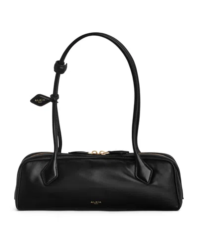 Alaïa Alaia Women Charcoal Suede Medium Le Teckel Shoulder Bag In Black