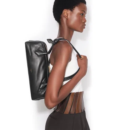 Alaïa Alaia Women Charcoal Suede Medium Le Teckel Shoulder Bag In Black