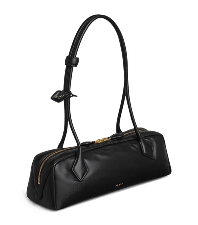 Alaïa Alaia Women Charcoal Suede Medium Le Teckel Shoulder Bag In Black