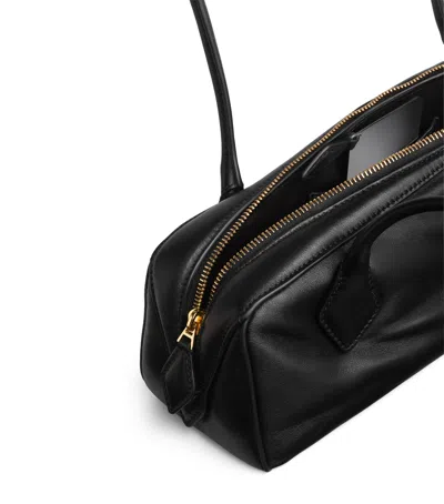 Alaïa Alaia Women Charcoal Suede Medium Le Teckel Shoulder Bag In Black