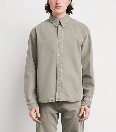 Frame Cotton-blend Overshirt In Gray