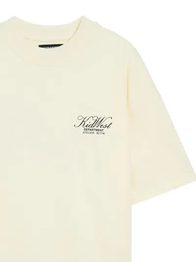 Kidwest Script Logo-print Cotton T-shirt In Neutral
