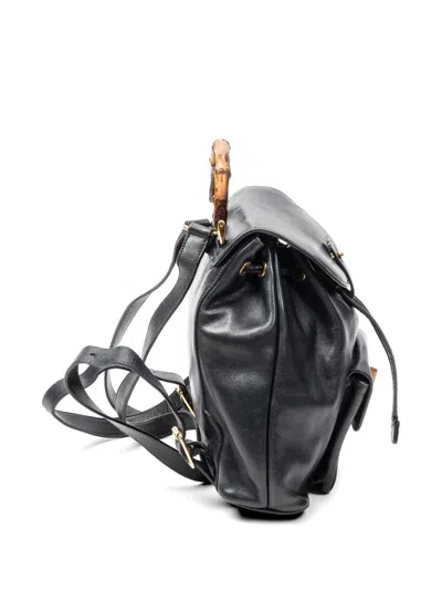 Pre-owned Gucci Bamboo Backpack In Blue