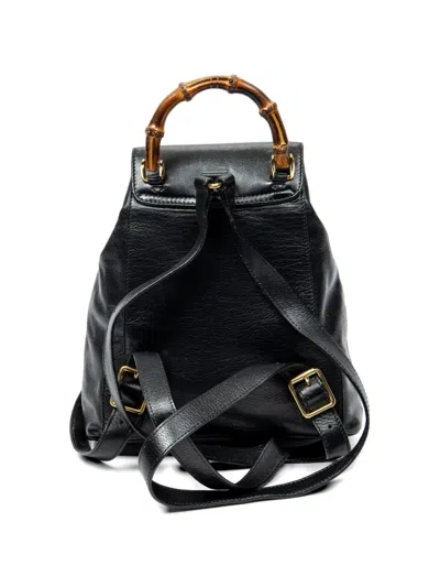 Pre-owned Gucci Mini Bamboo Handle Backpack In Black