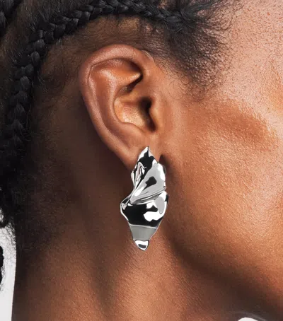 Alexis Bittar Crumpled Gold Small Post Earrings In Silver