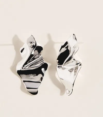 Alexis Bittar Crumpled Gold Small Post Earrings In Silver
