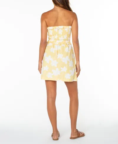 Roxy Avalon Floral Print Strapless Minidress In Yellow