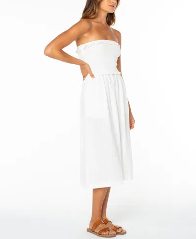 Roxy Avalon Strapless Midi Dress In White