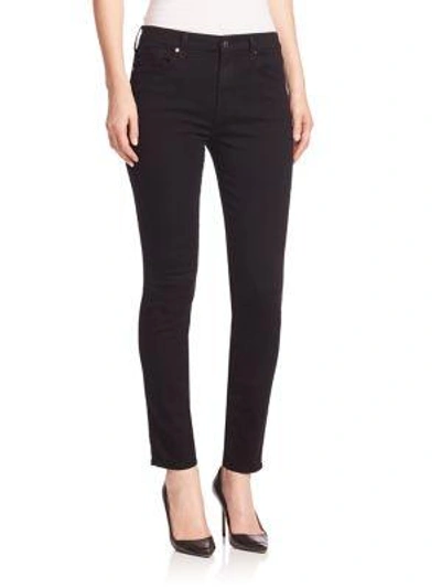 Shop Jen7 Riche Touch Mid-rise Skinny Jeans In Black