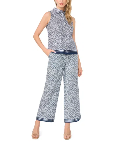 Cece Womens Sleeveless Button Down Top Pull On Pants In Multi