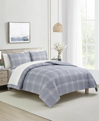 Macy's Benjamin Plaid Reversible 3-pc. Comforter Sets In Gray