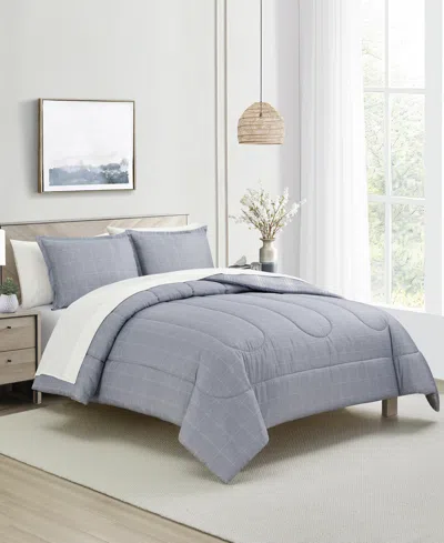 Macy's Benjamin Plaid Reversible 3-pc. Comforter Sets In Gray