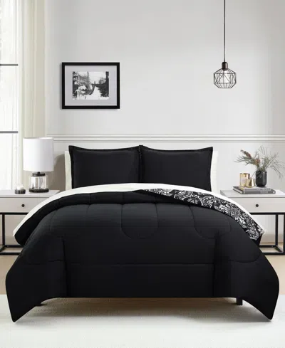 Macy's Demi Reversible 3-pc. Comforter Sets In Black