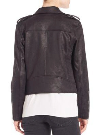 Shop The Kooples Leather Effect Biker Jacket In Black