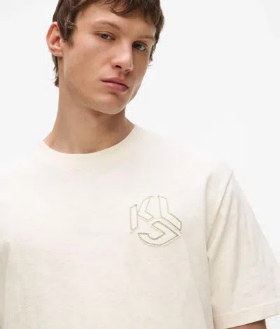 Kl Jeans Distressed Monogram Boxy T-shirt In White